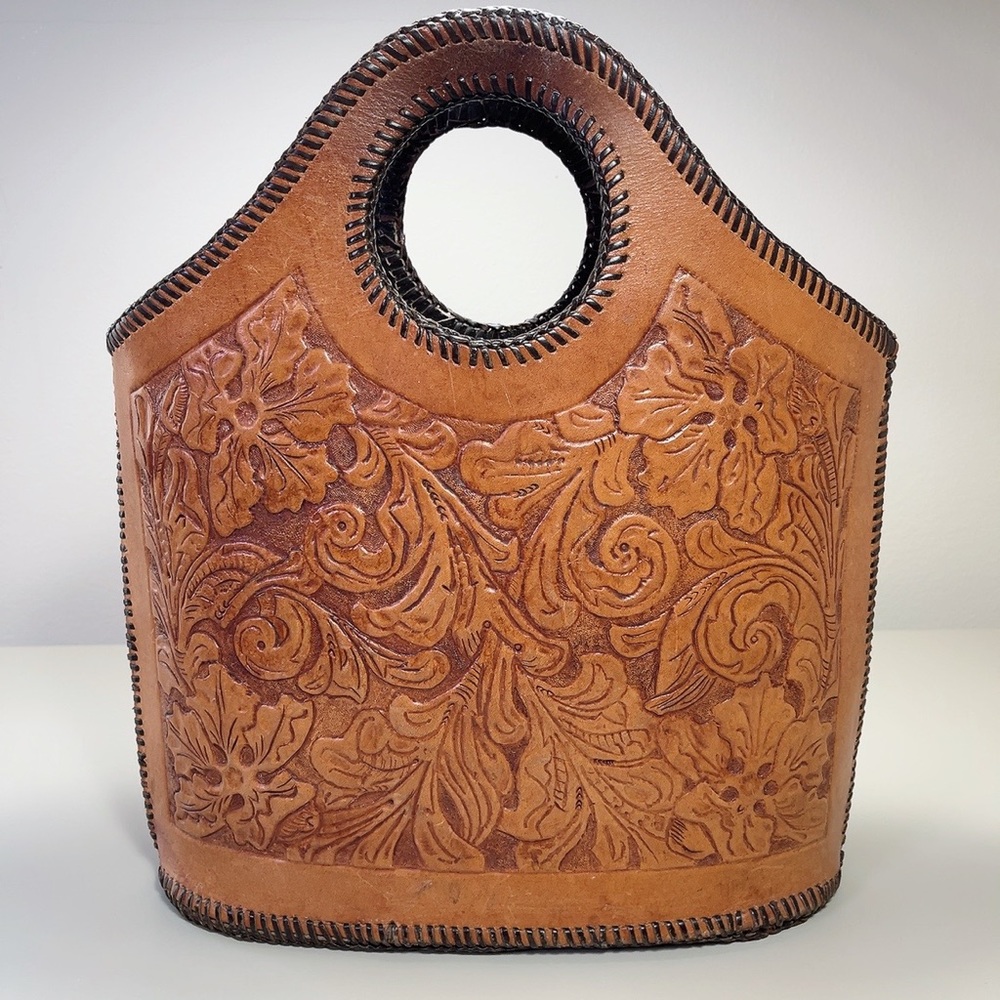 Vintage Brown Floral Embossed Bag